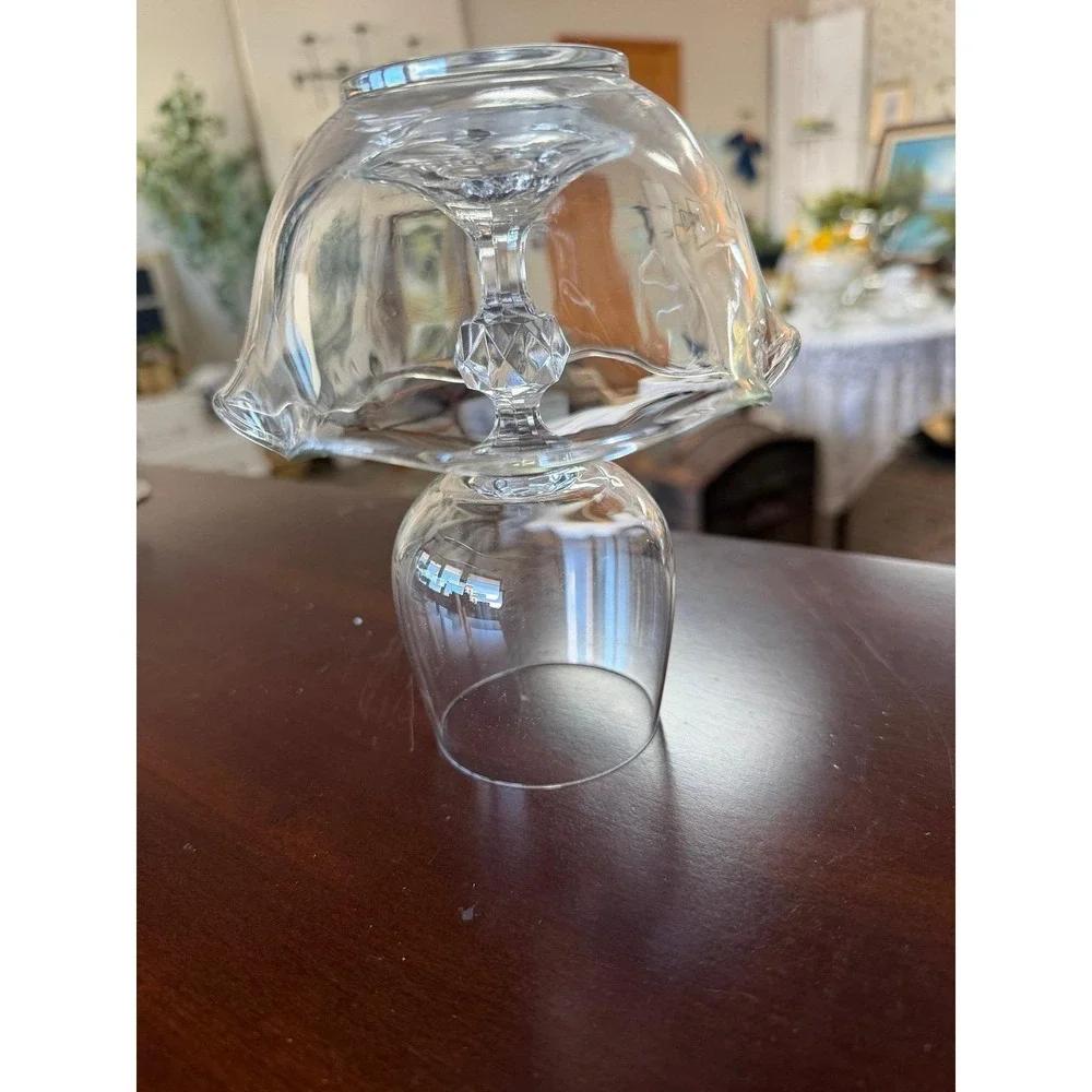 Glass Lamp made from Wine Glass and bowl. Cottagecore Home Decor